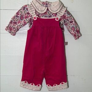 Mary Engelbreit Baby Pink Paisley Baby Outfit with Collar